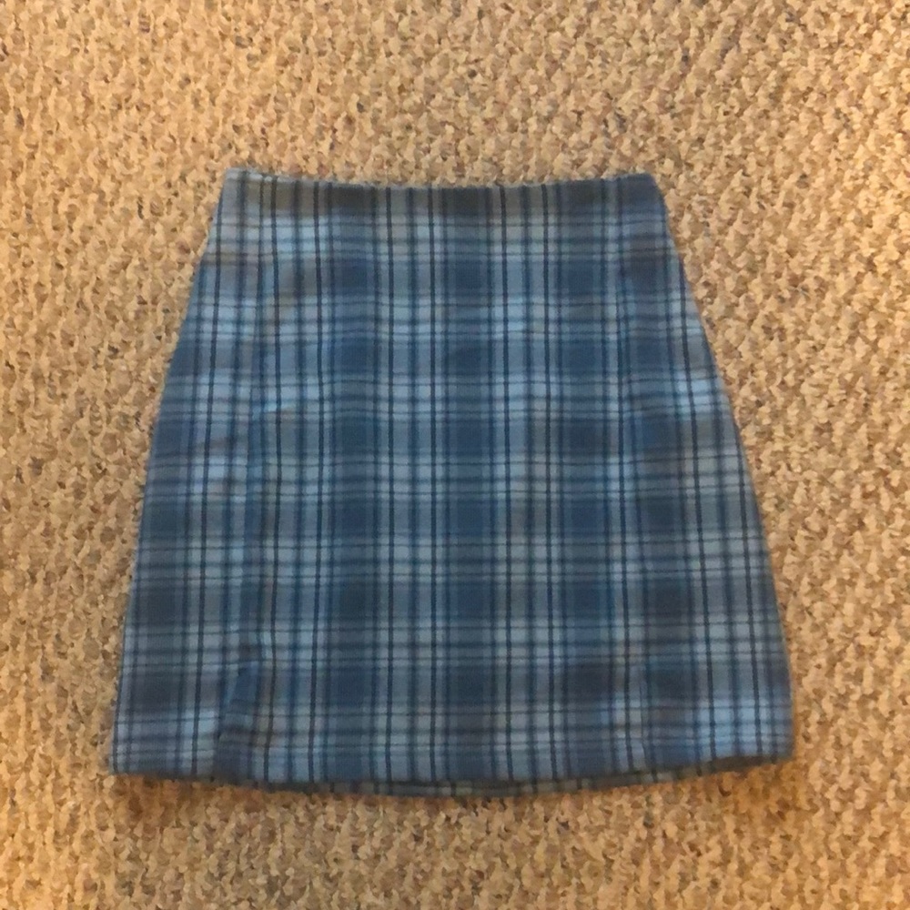 Blue plaid skirt
